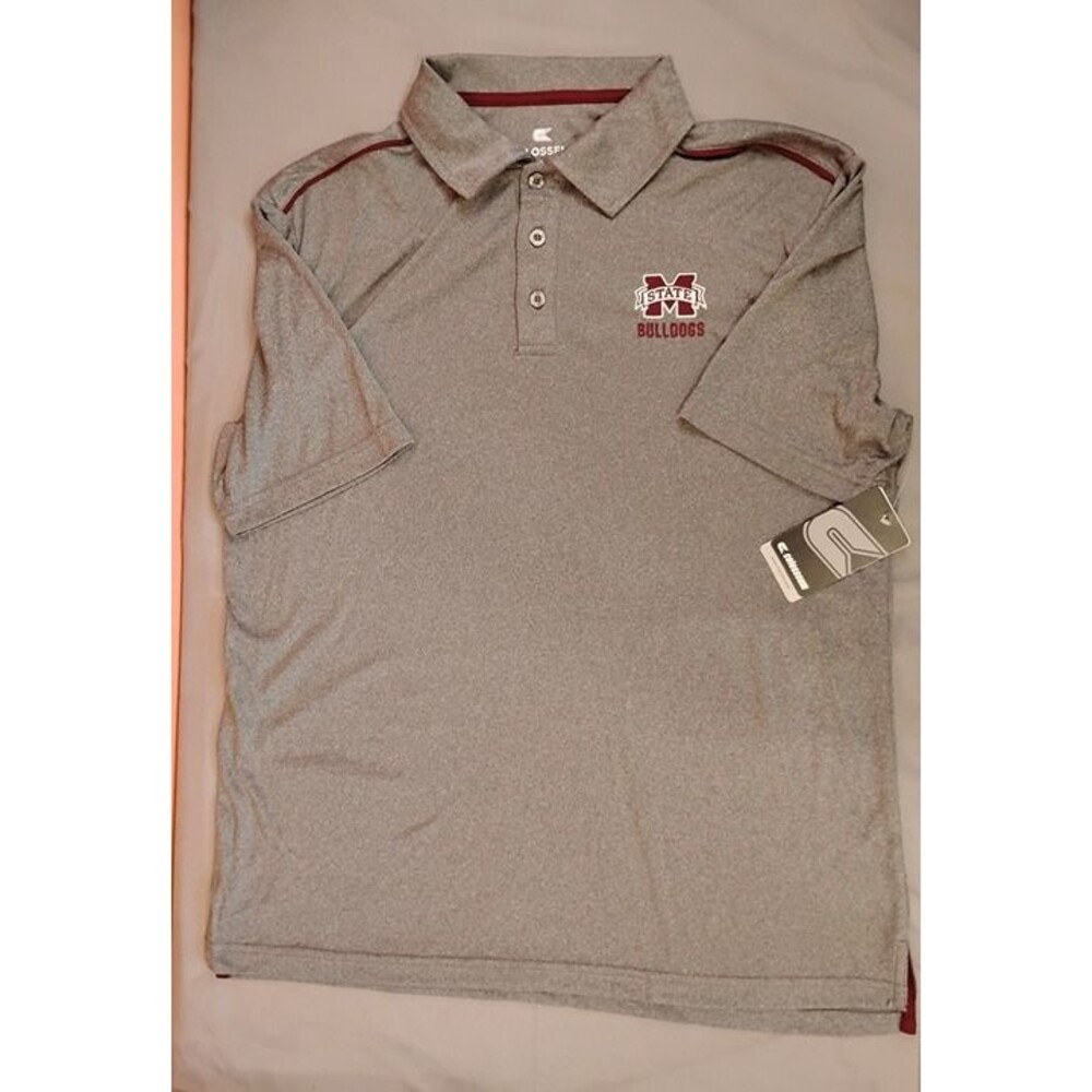 Men's Colosseum Mississippi State Bulldogs Short Sleeve Polo Shirt Gray
